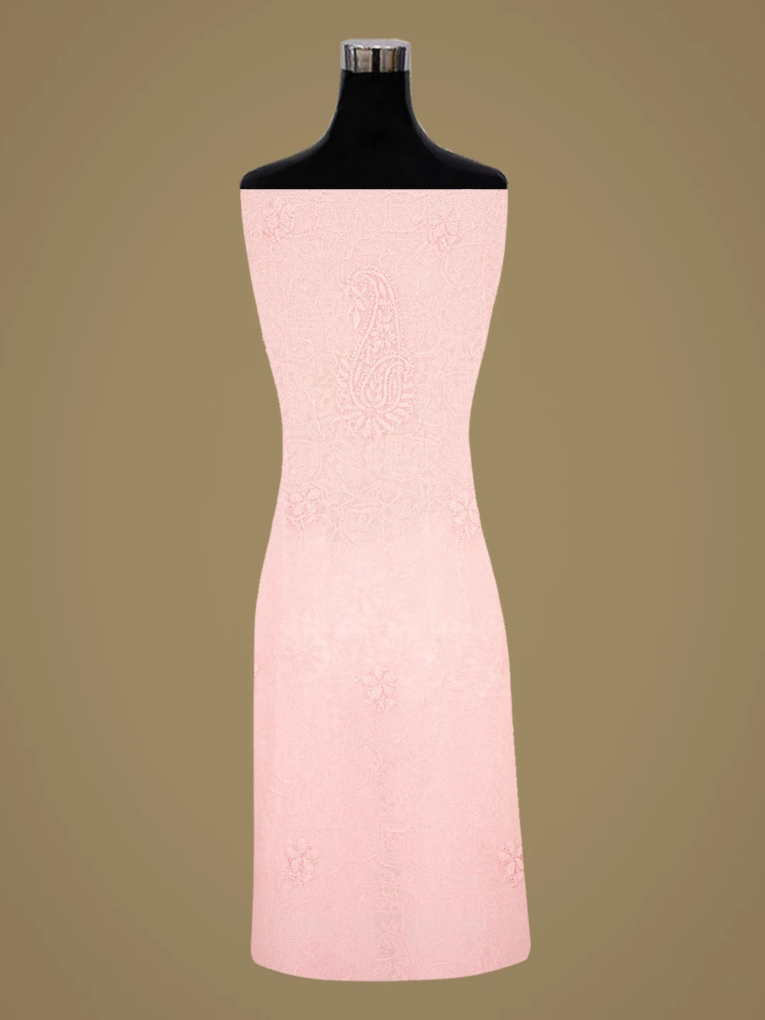 Ada Hand Embroidered Pink Georgette Lucknowi Chikankari Unstitched Kurta Piece 01A779346
