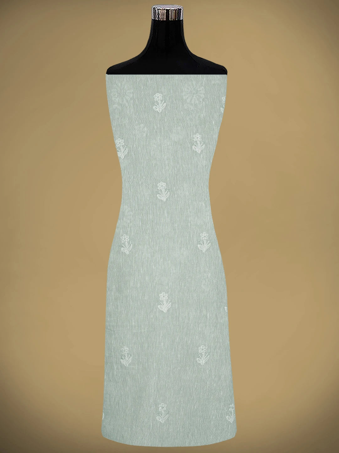 Ada Hand Embroidered Ash Grey Linen Lucknowi Chikankari Unstitched Suit Piece 01A885359