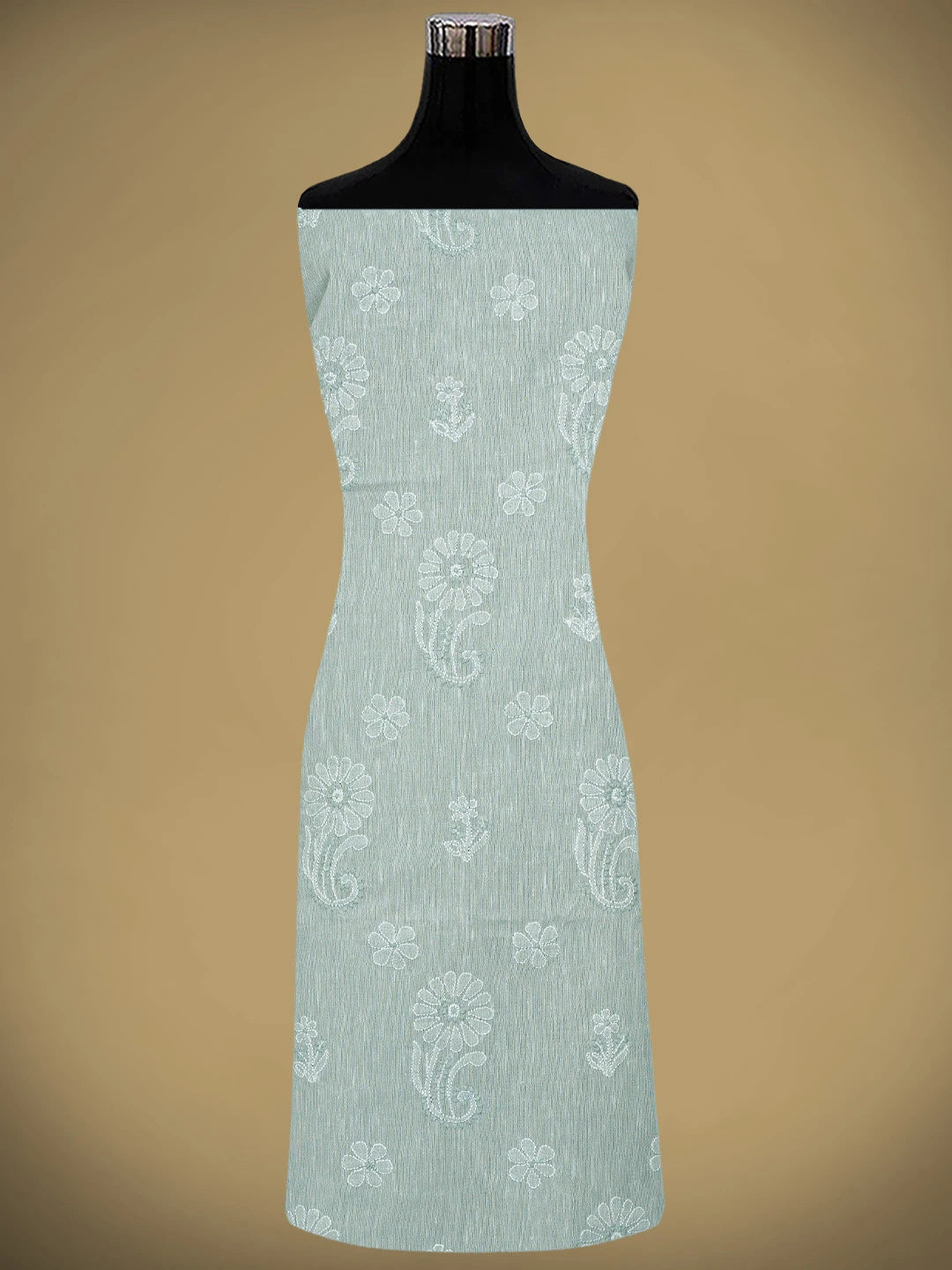 Ada Hand Embroidered Ash Grey Linen Lucknowi Chikankari Unstitched Suit Piece 01A885359