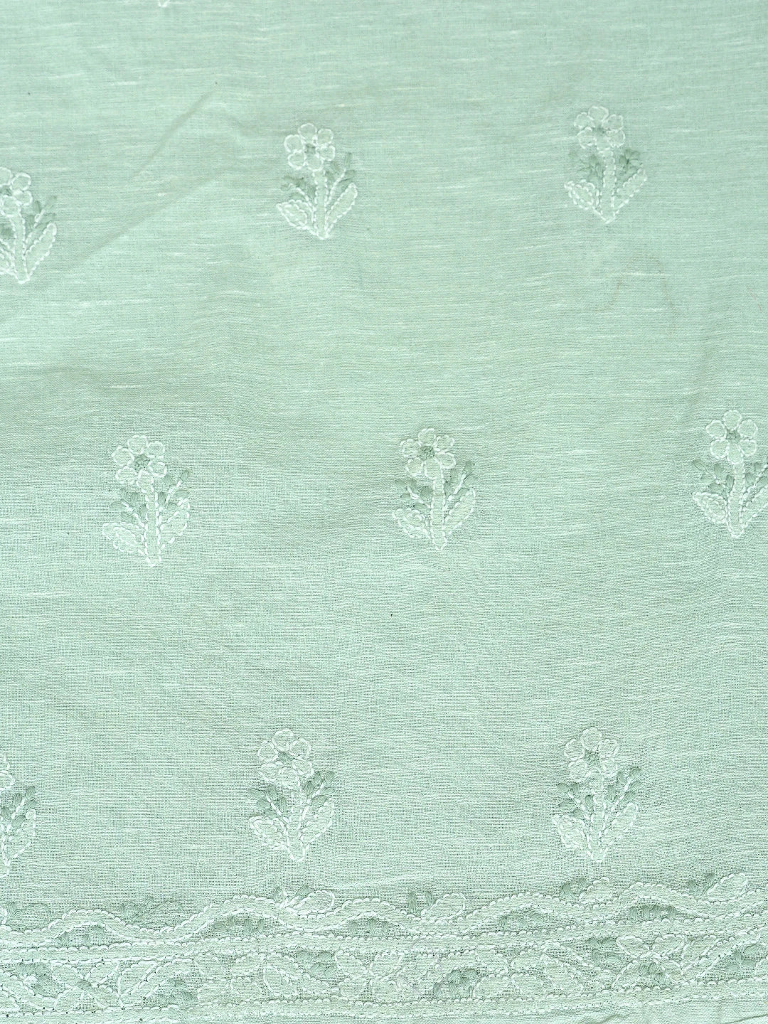 Ada Hand Embroidered Tea Green Linen Lucknowi Chikankari Unstitched Suit Piece 01A885341