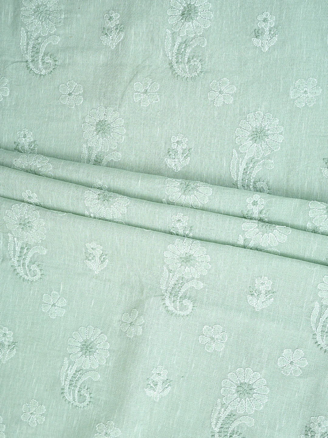 Ada Hand Embroidered Tea Green Linen Lucknowi Chikankari Unstitched Suit Piece 01A885341