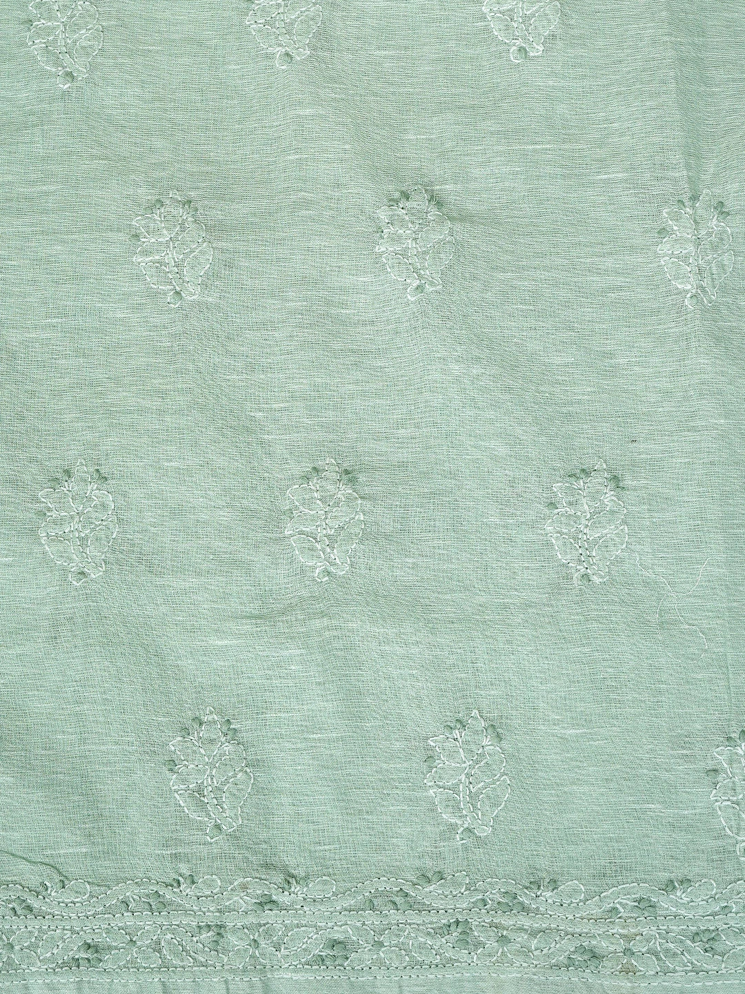Ada Hand Embroidered Celadon Green Linen Lucknowi Chikankari Unstitched Suit Piece 01A885314