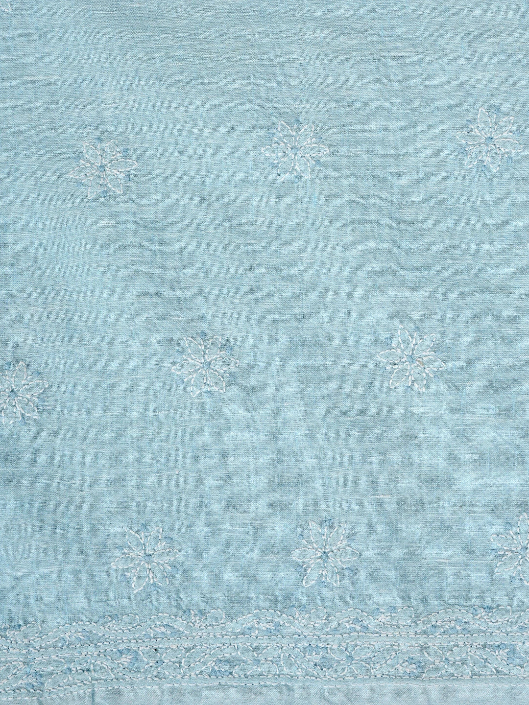 Ada Hand Embroidered Sky Blue Linen Lucknowi Chikankari Unstitched Suit Piece 01A885280