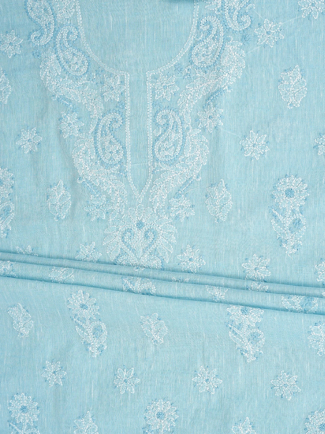 Ada Hand Embroidered Sky Blue Linen Lucknowi Chikankari Unstitched Suit Piece 01A885280