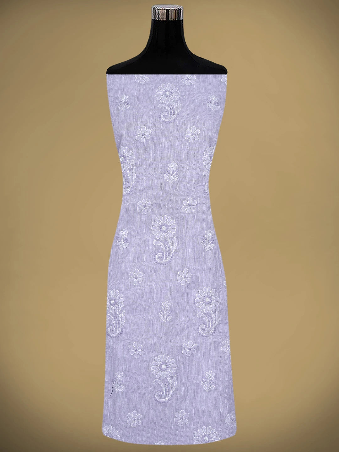 Ada Hand Embroidered Periwinkle Blue Linen Lucknowi Chikankari Unstitched Suit Piece 01A885348