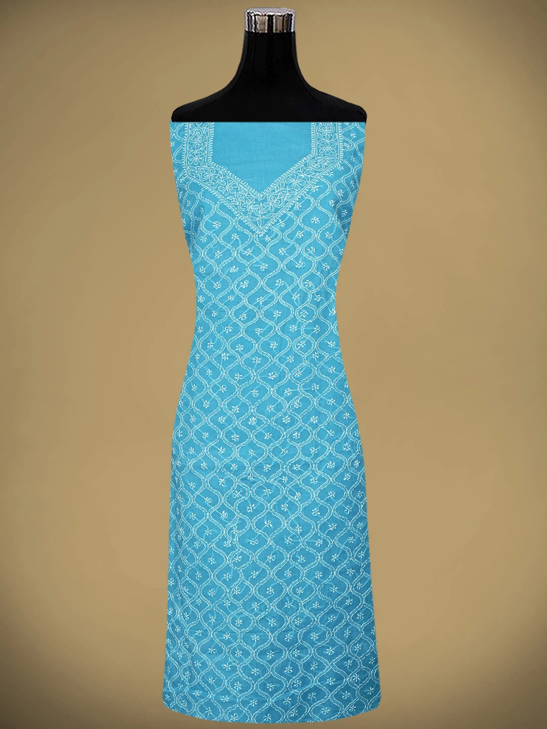 Ada Hand Embroidered Blue Cotton Lucknowi Chikankari Unstitched Suit Piece 01A882357