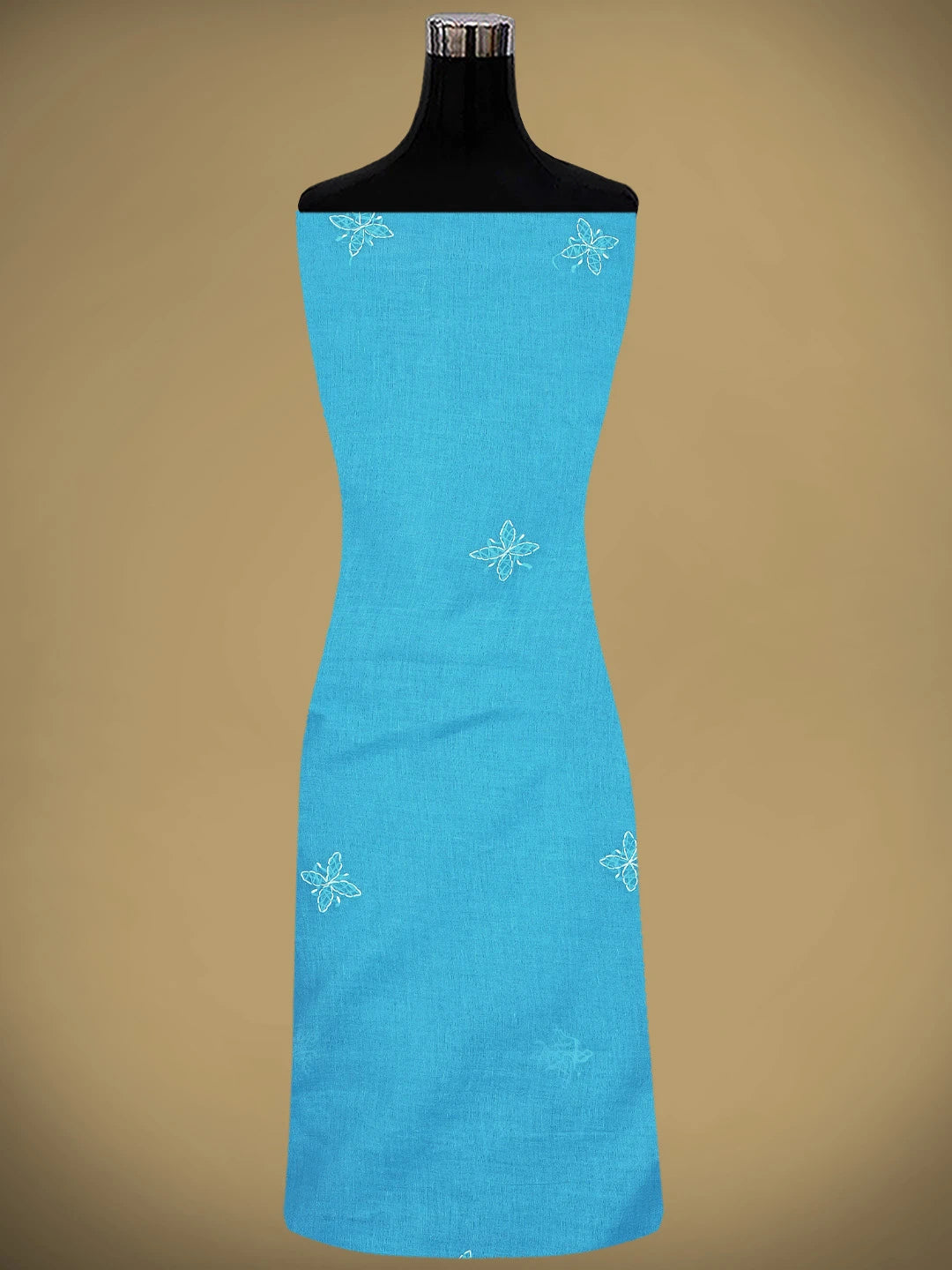 Ada Hand Embroidered Blue Cotton Lucknowi Chikankari Unstitched Suit Piece 01A882357