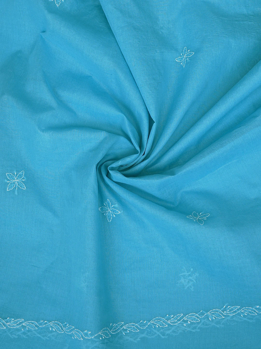 Ada Hand Embroidered Blue Cotton Lucknowi Chikankari Unstitched Suit Piece 01A882357
