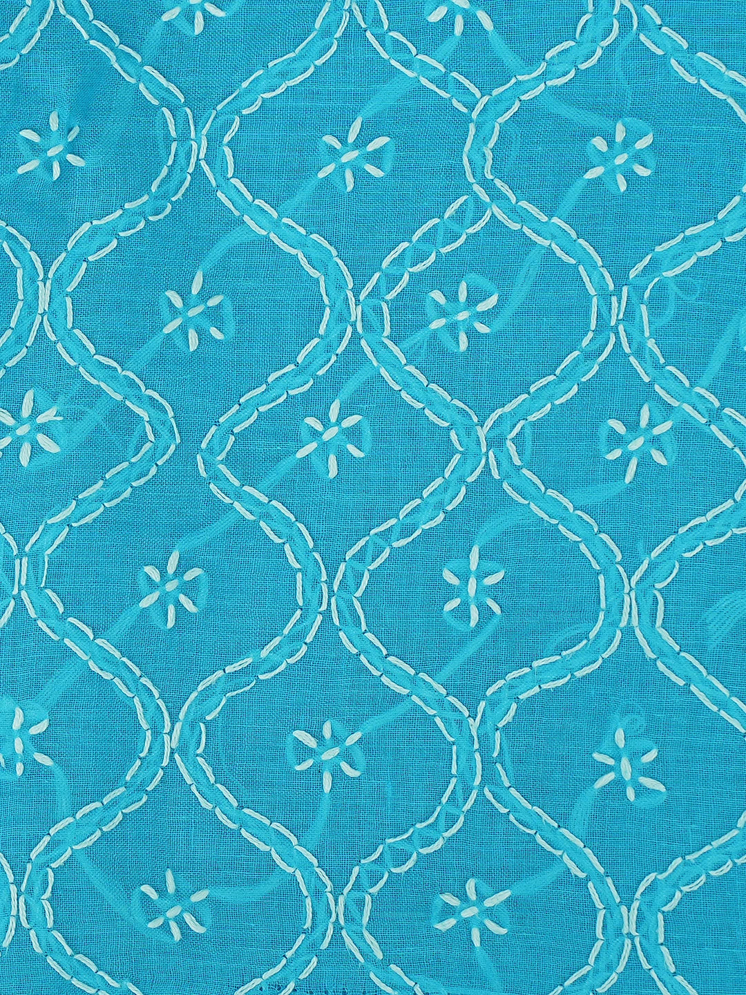 Ada Hand Embroidered Blue Cotton Lucknowi Chikankari Unstitched Suit Piece 01A882357