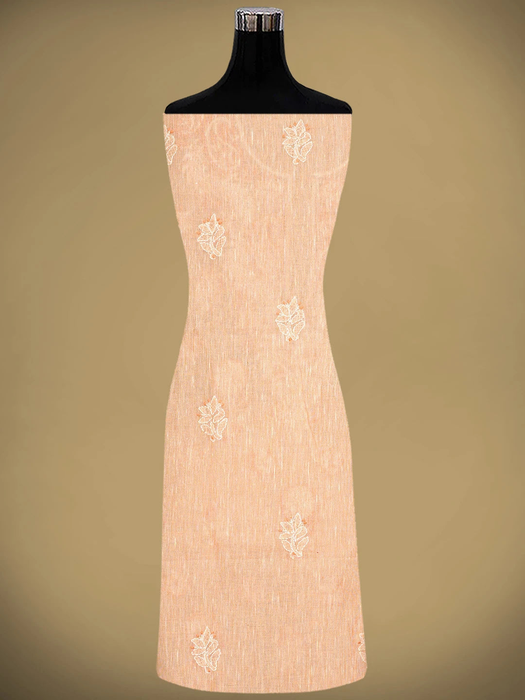 Ada Hand Embroidered Peach Linen Lucknowi Chikankari Unstitched Suit Piece 01A885295
