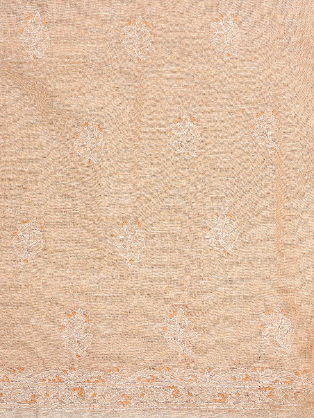 Ada Hand Embroidered Peach Linen Lucknowi Chikankari Unstitched Suit Piece 01A885295