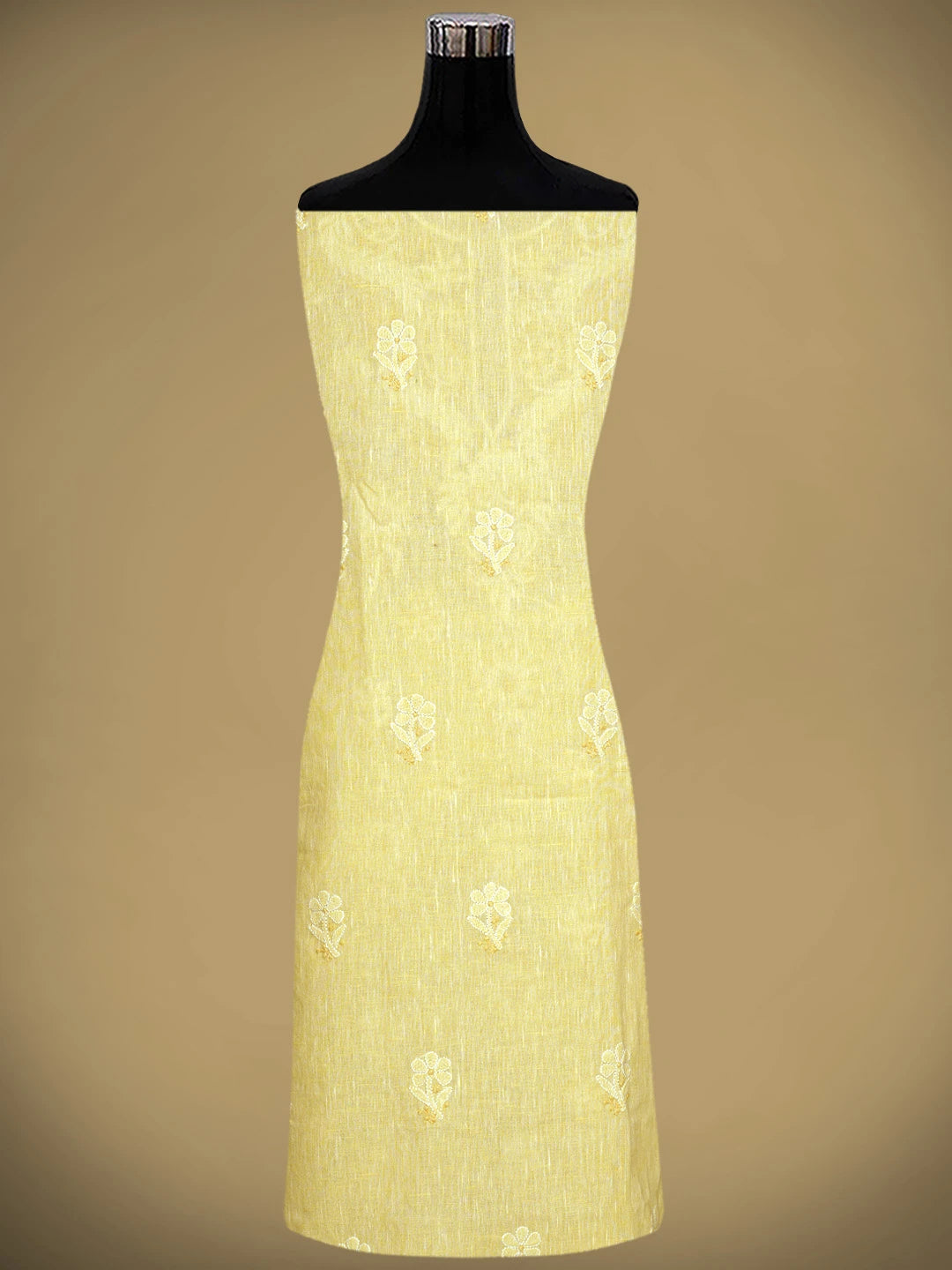 Ada Hand Embroidered Yellow Linen Lucknowi Chikankari Unstitched Suit Piece 01A885292