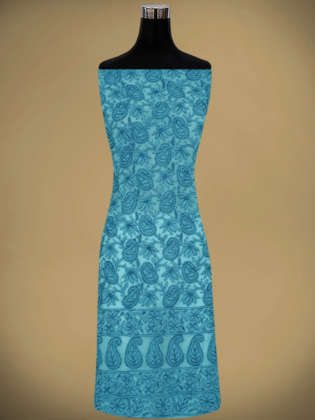 Ada Hand Embroidered Blue(Munsell) Georgette Lucknowi Chikankari Unstitched Suit Piece 01A880691