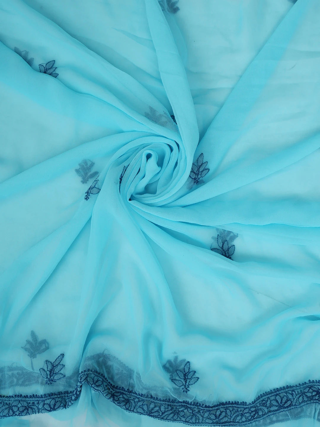 Ada Hand Embroidered Blue(Munsell) Georgette Lucknowi Chikankari Unstitched Suit Piece 01A880691