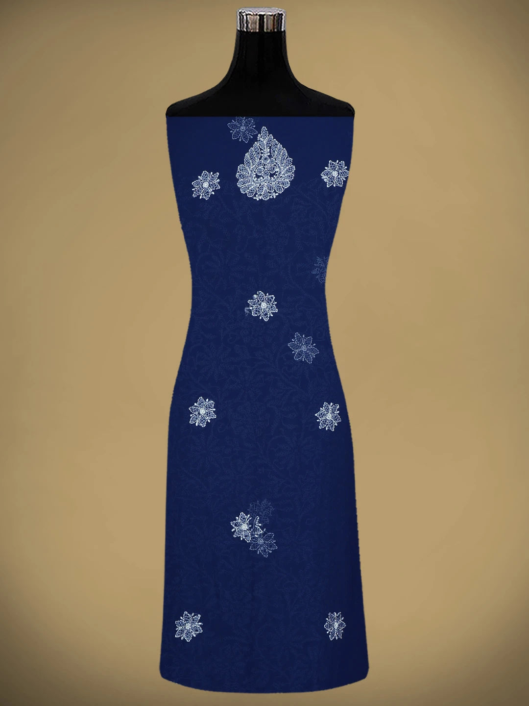 Ada Hand Embroidered Navy Blue Georgette Lucknowi Chikankari Unstitched Suit Piece 01A878904