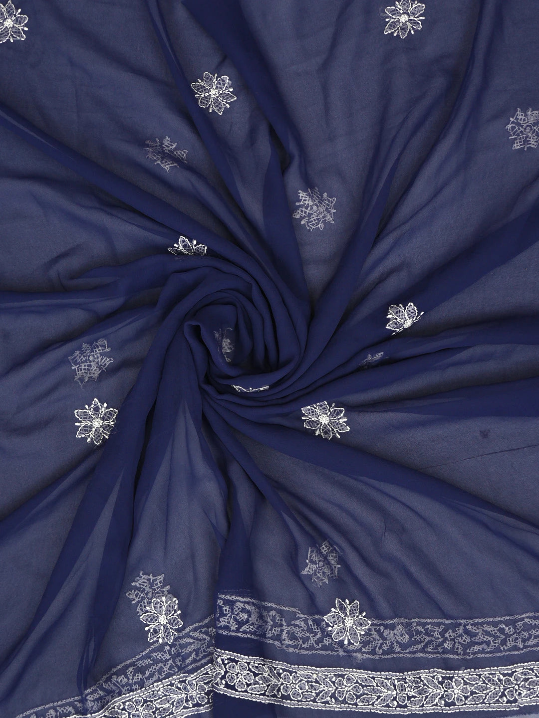 Ada Hand Embroidered Navy Blue Georgette Lucknowi Chikankari Unstitched Suit Piece 01A878904