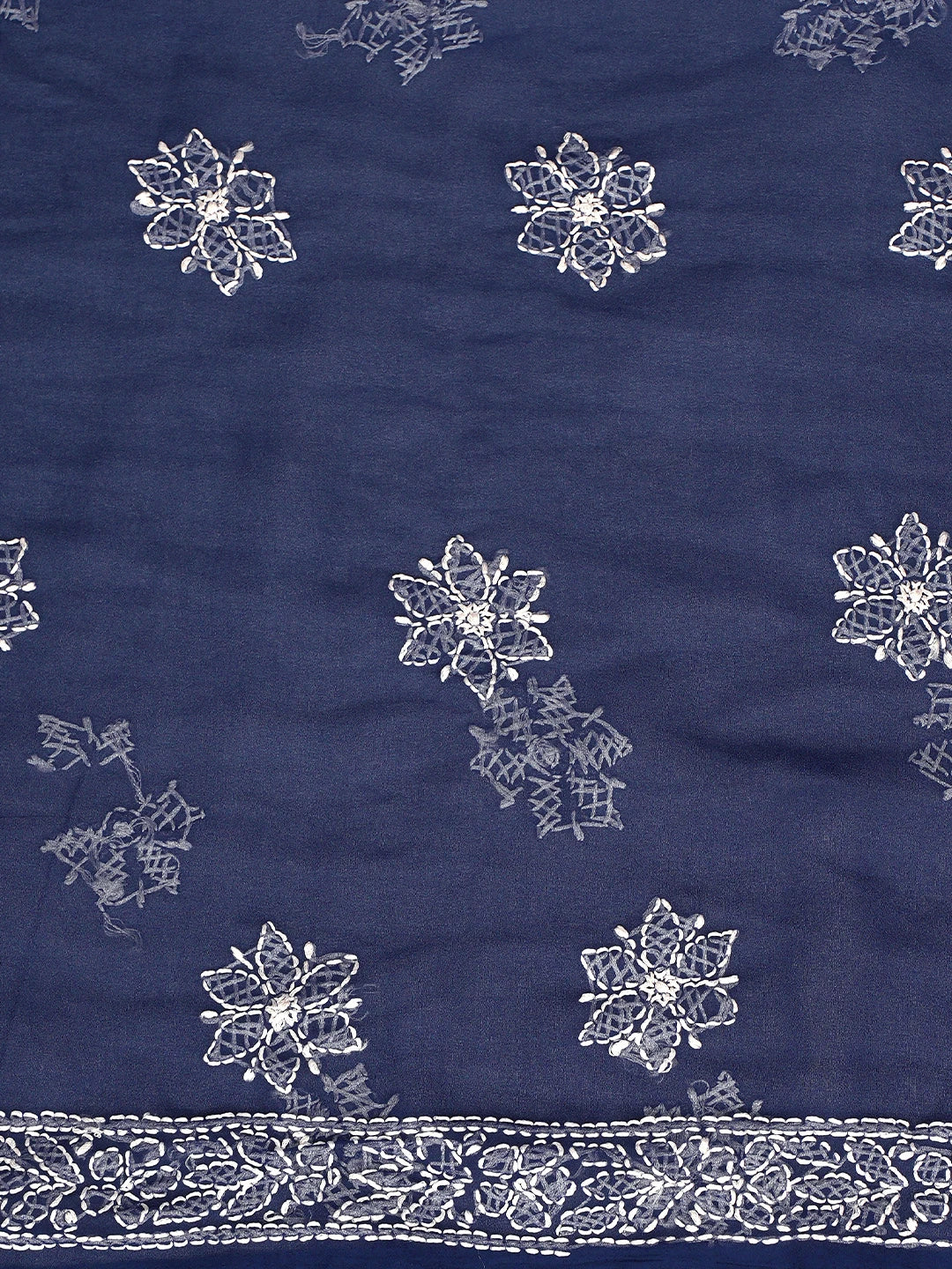 Ada Hand Embroidered Navy Blue Georgette Lucknowi Chikankari Unstitched Suit Piece 01A878904
