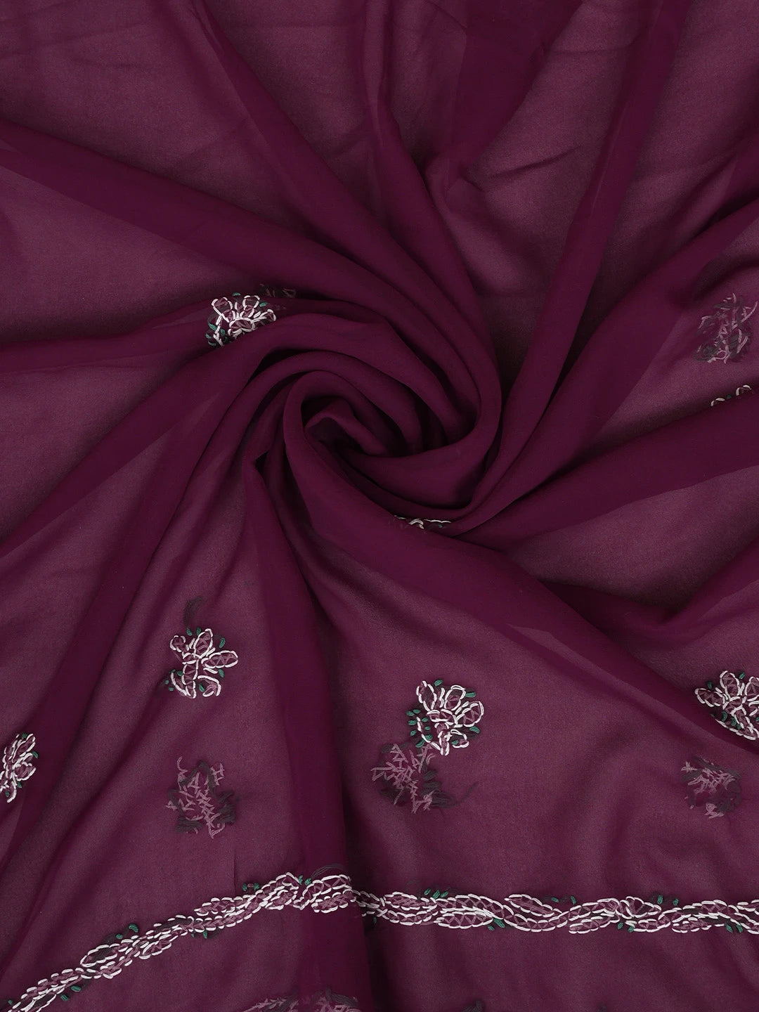 Ada Hand Embroidered Wine Georgette Lucknowi Chikankari Unstitched Suit Piece 01A872269