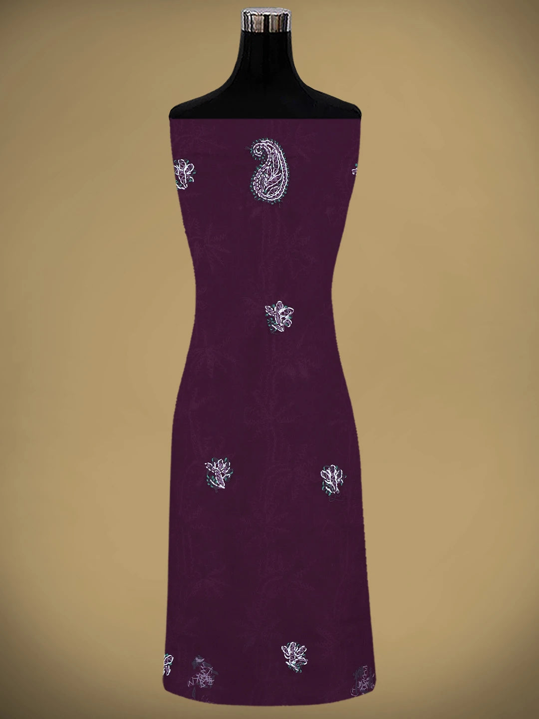 Ada Hand Embroidered Wine Georgette Lucknowi Chikankari Unstitched Suit Piece 01A872269