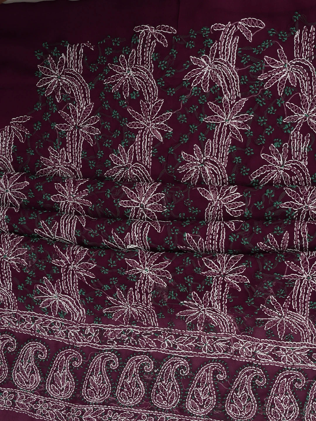 Ada Hand Embroidered Wine Georgette Lucknowi Chikankari Unstitched Suit Piece 01A872269
