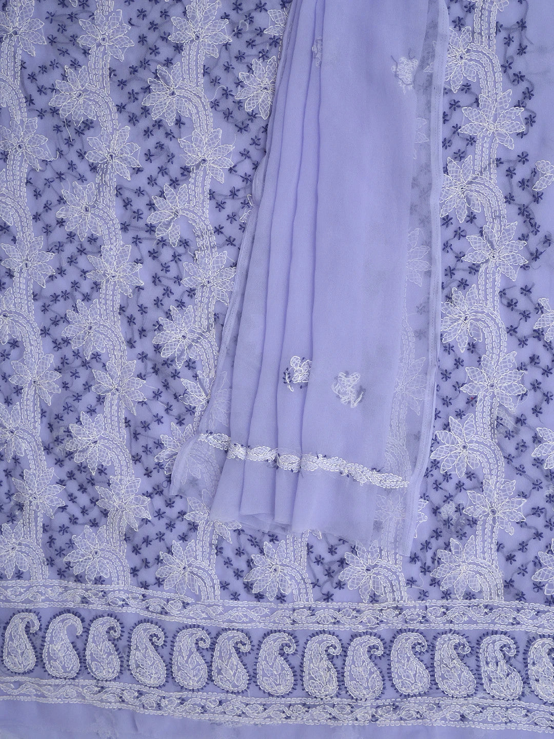 Ada Hand Embroidered Mauve Georgette Lucknowi Chikankari Unstitched Suit Piece 01A872260