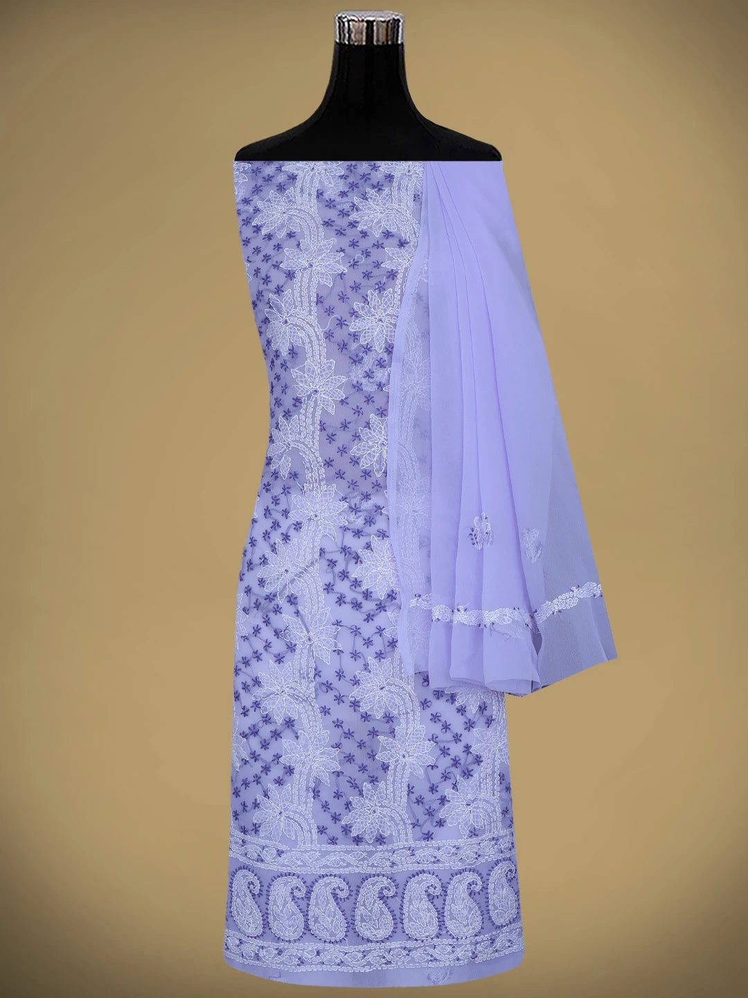 Ada Hand Embroidered Mauve Georgette Lucknowi Chikankari Unstitched Suit Piece 01A872260