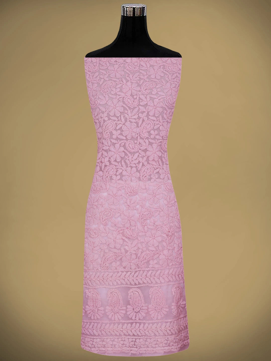 Ada Hand Embroidered Pink Georgette Lucknowi Chikankari Unstitched Suit Piece 01A880689