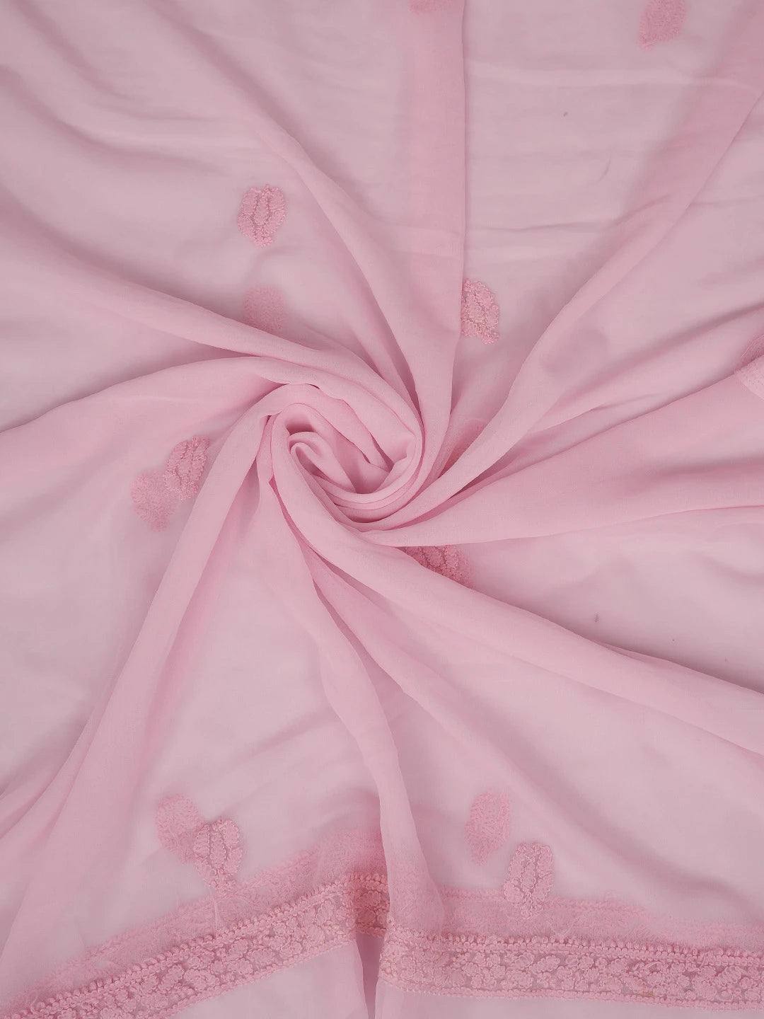 Ada Hand Embroidered Pink Georgette Lucknowi Chikankari Unstitched Suit Piece 01A880689
