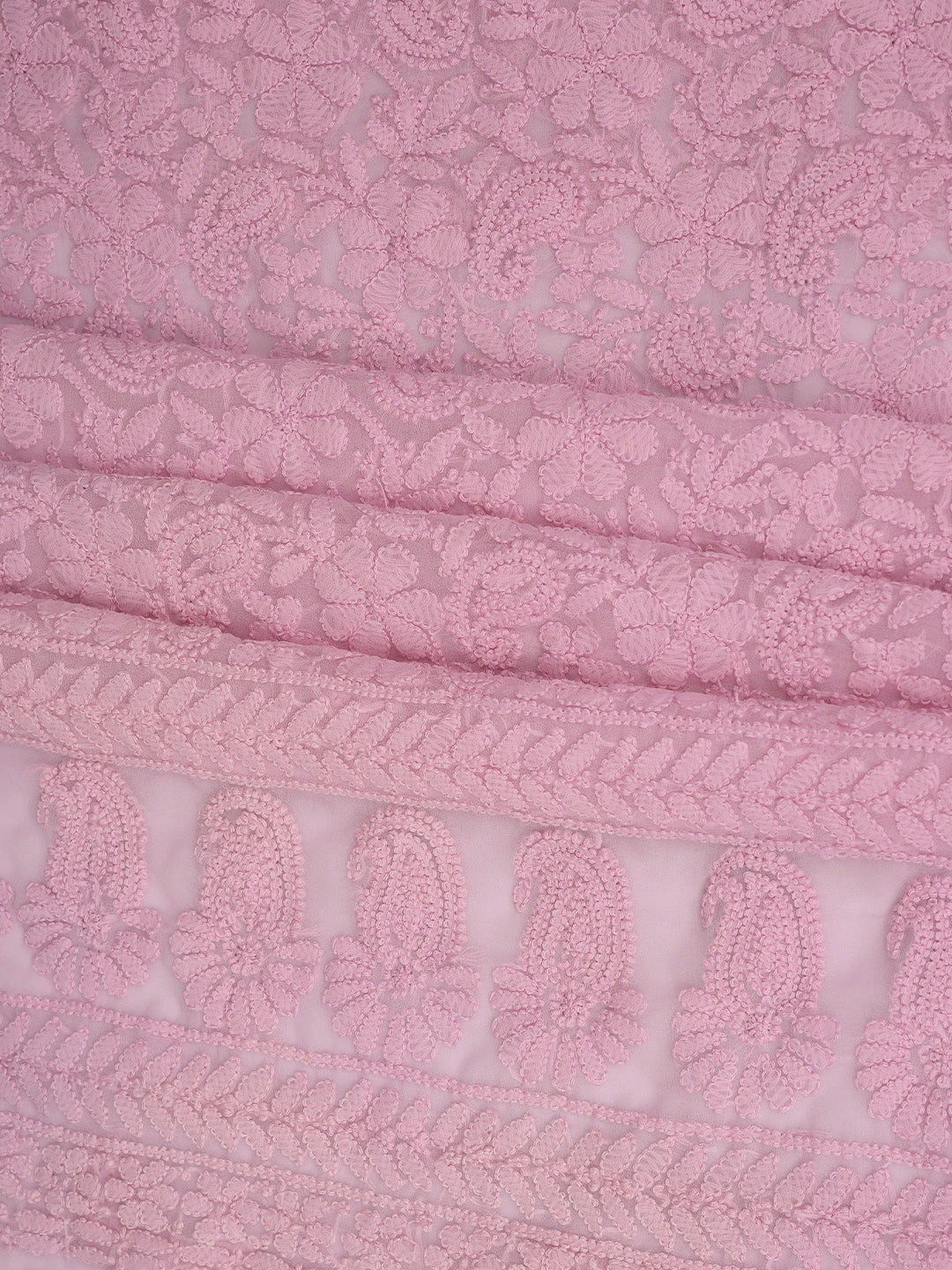 Ada Hand Embroidered Pink Georgette Lucknowi Chikankari Unstitched Suit Piece 01A880689