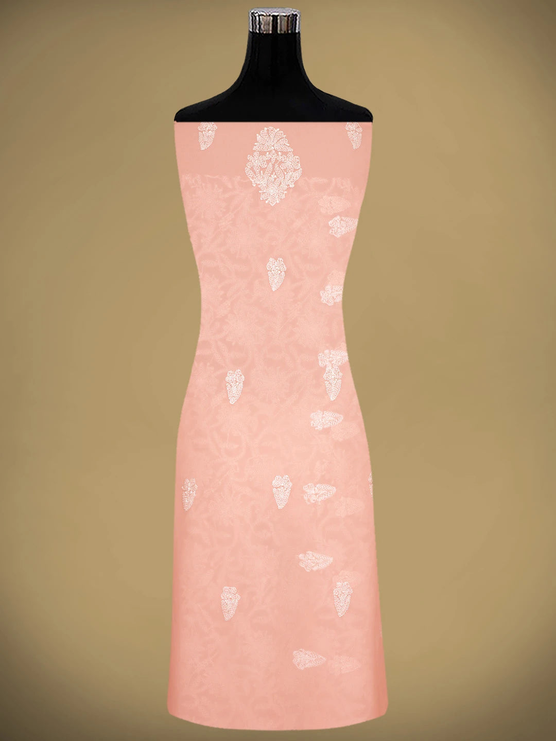 Ada Hand Embroidered Peach Georgette Lucknowi Chikankari Unstitched Suit Piece 01A878923