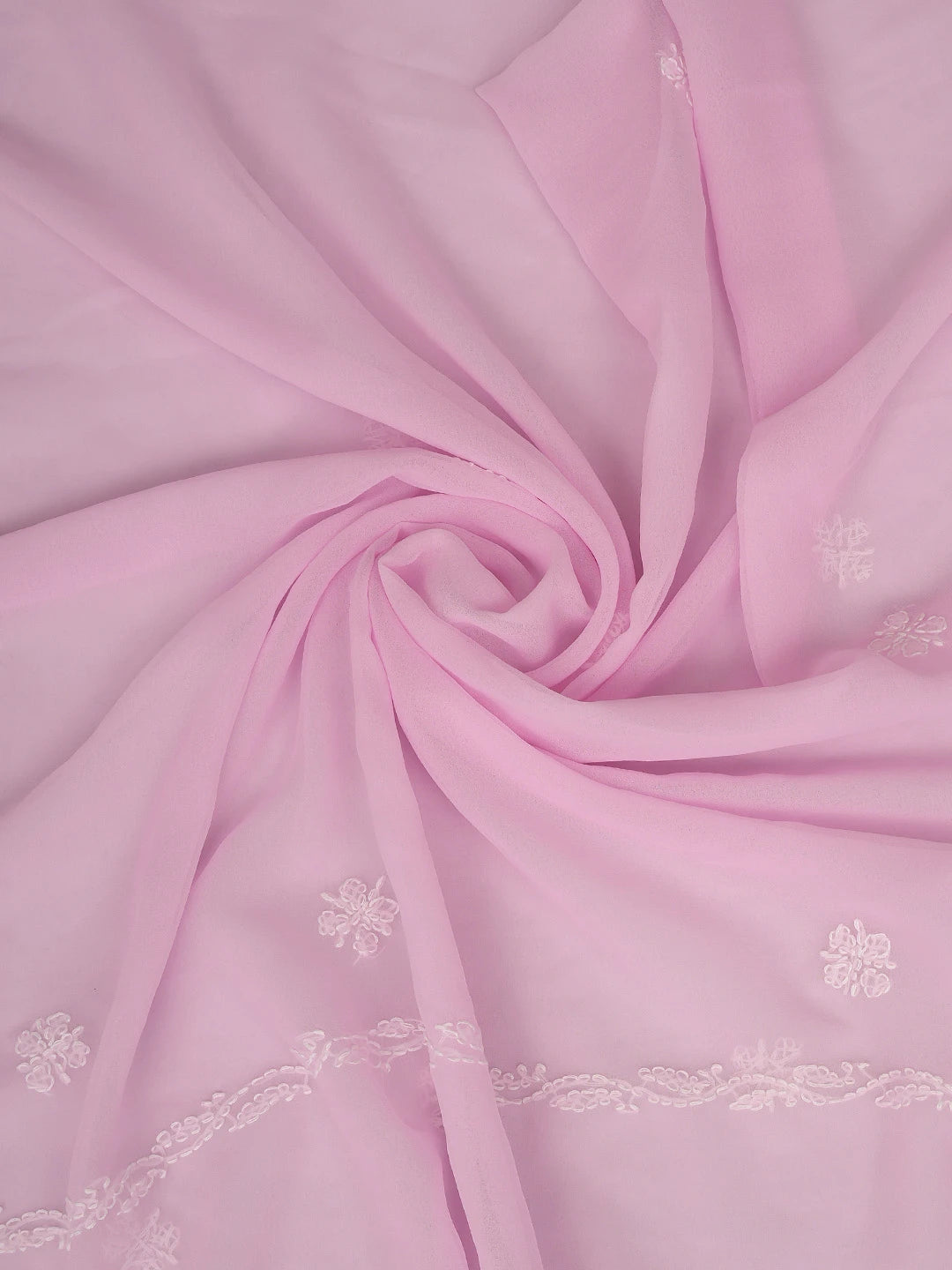 Ada Hand Embroidered Pink Georgette Lucknowi Chikankari Unstitched Suit Piece 01A879377