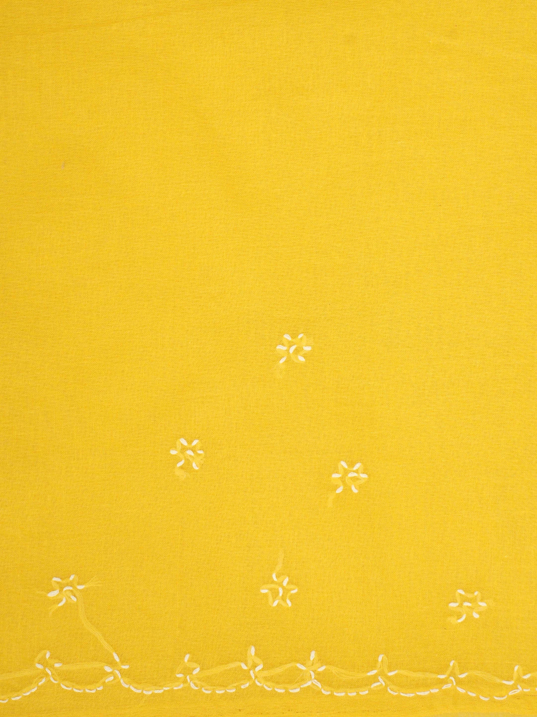 Ada Hand Embroidered Yellow Cotton Lucknowi Chikankari Saree With Blouse 01A882876