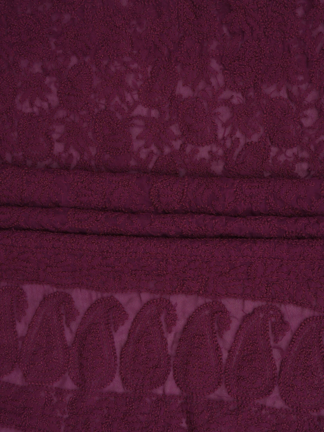 Ada Hand Embroidered Wine Georgette Lucknowi Chikankari Unstitched Suit Piece 01A880686