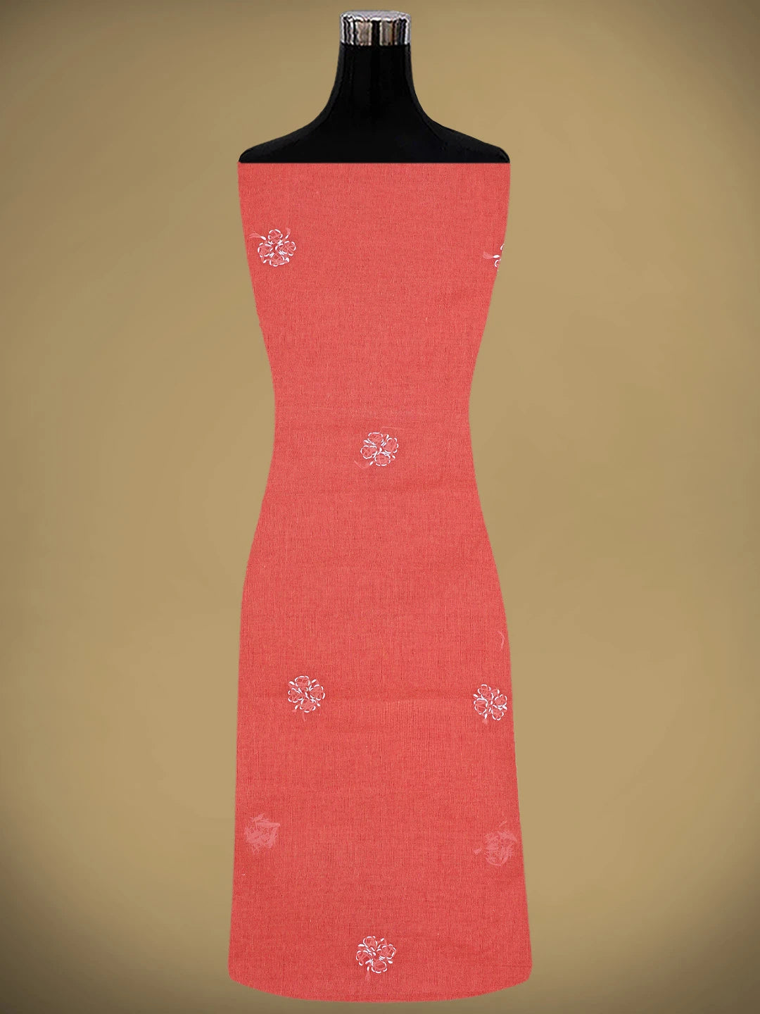 Ada Hand Embroidered Carrot Pink Cotton Lucknowi Chikankari Unstitched Suit Piece 01A882348