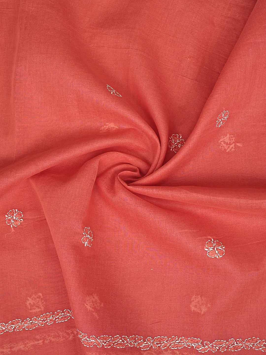 Ada Hand Embroidered Carrot Pink Cotton Lucknowi Chikankari Unstitched Suit Piece 01A882348