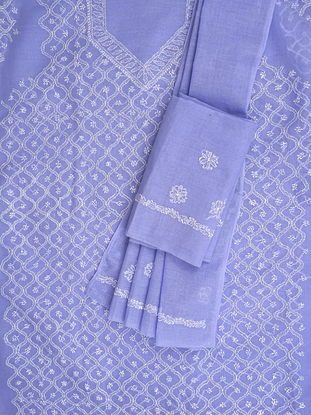 Ada Hand Embroidered Mauve Cotton Lucknowi Chikankari Unstitched Suit Piece 01A882359