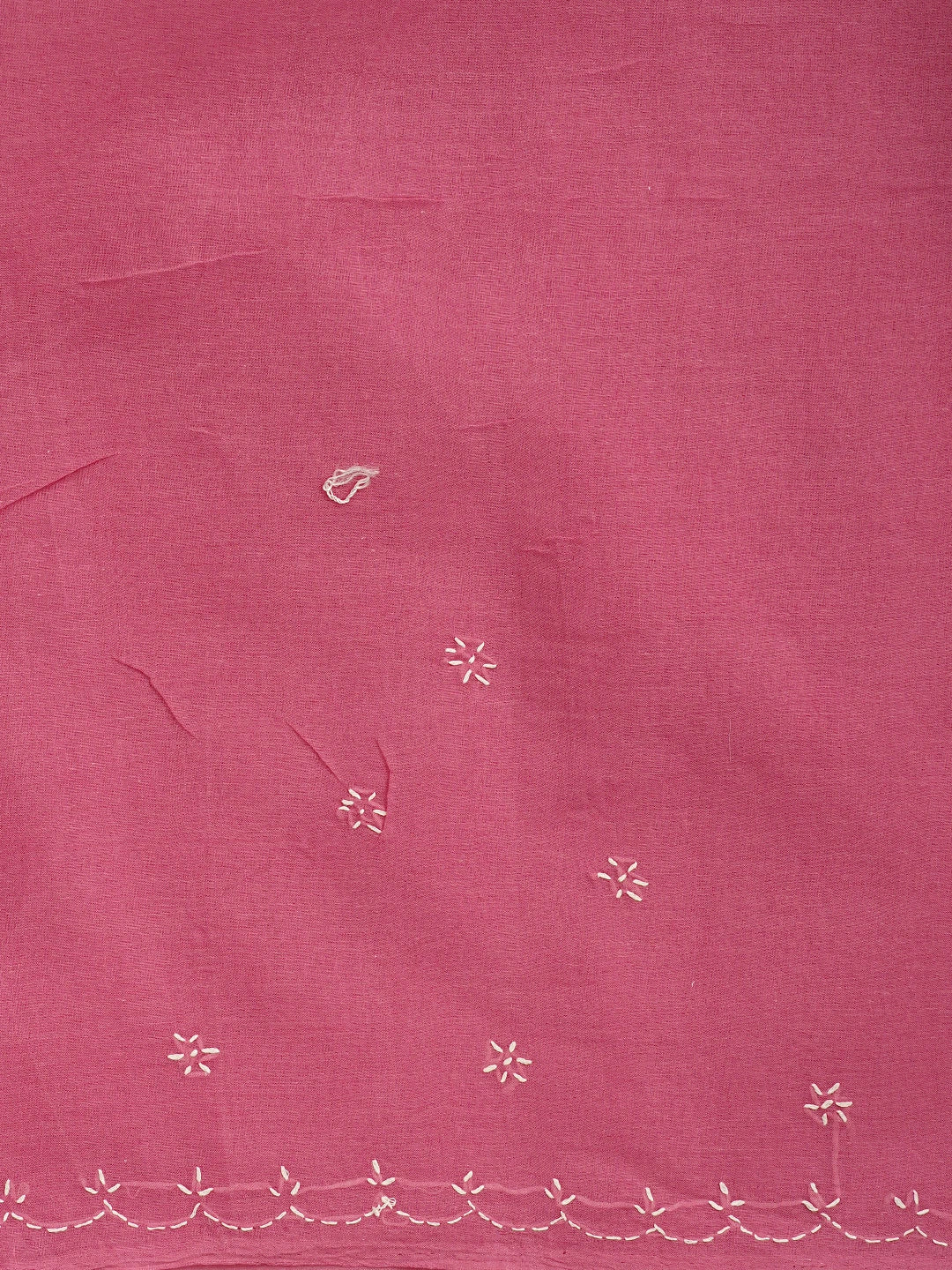 Ada Hand Embroidered Magenta Cotton Lucknowi Chikankari Saree With Blouse 01A882918
