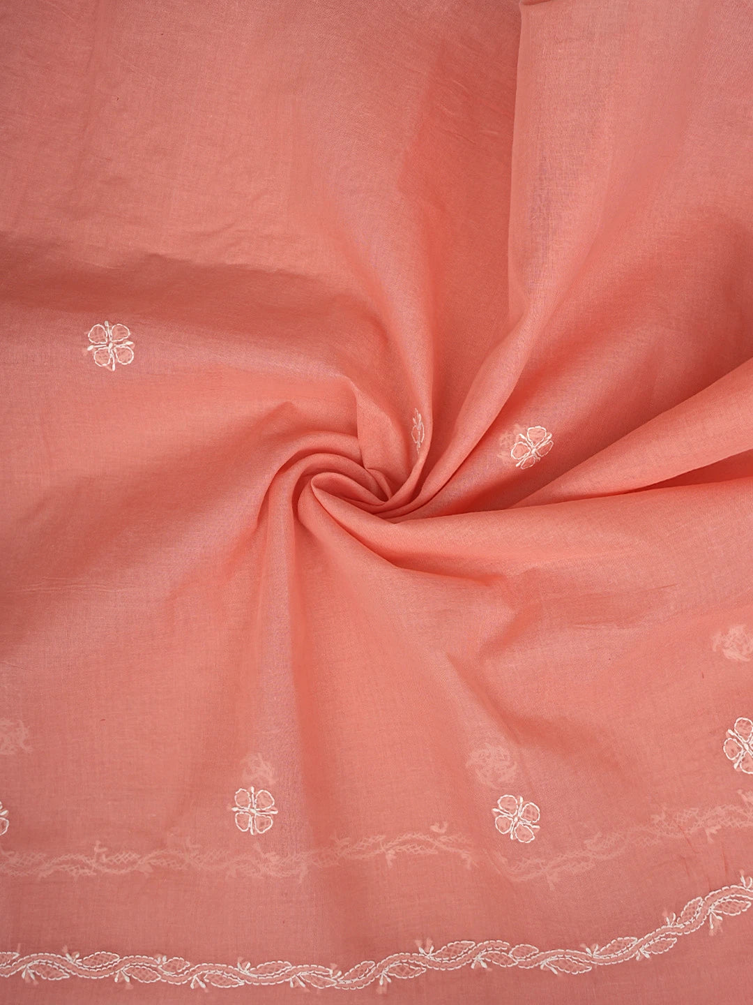 Ada Hand Embroidered Carrot Pink Cotton Lucknowi Chikankari Unstitched Suit Piece 01A882349