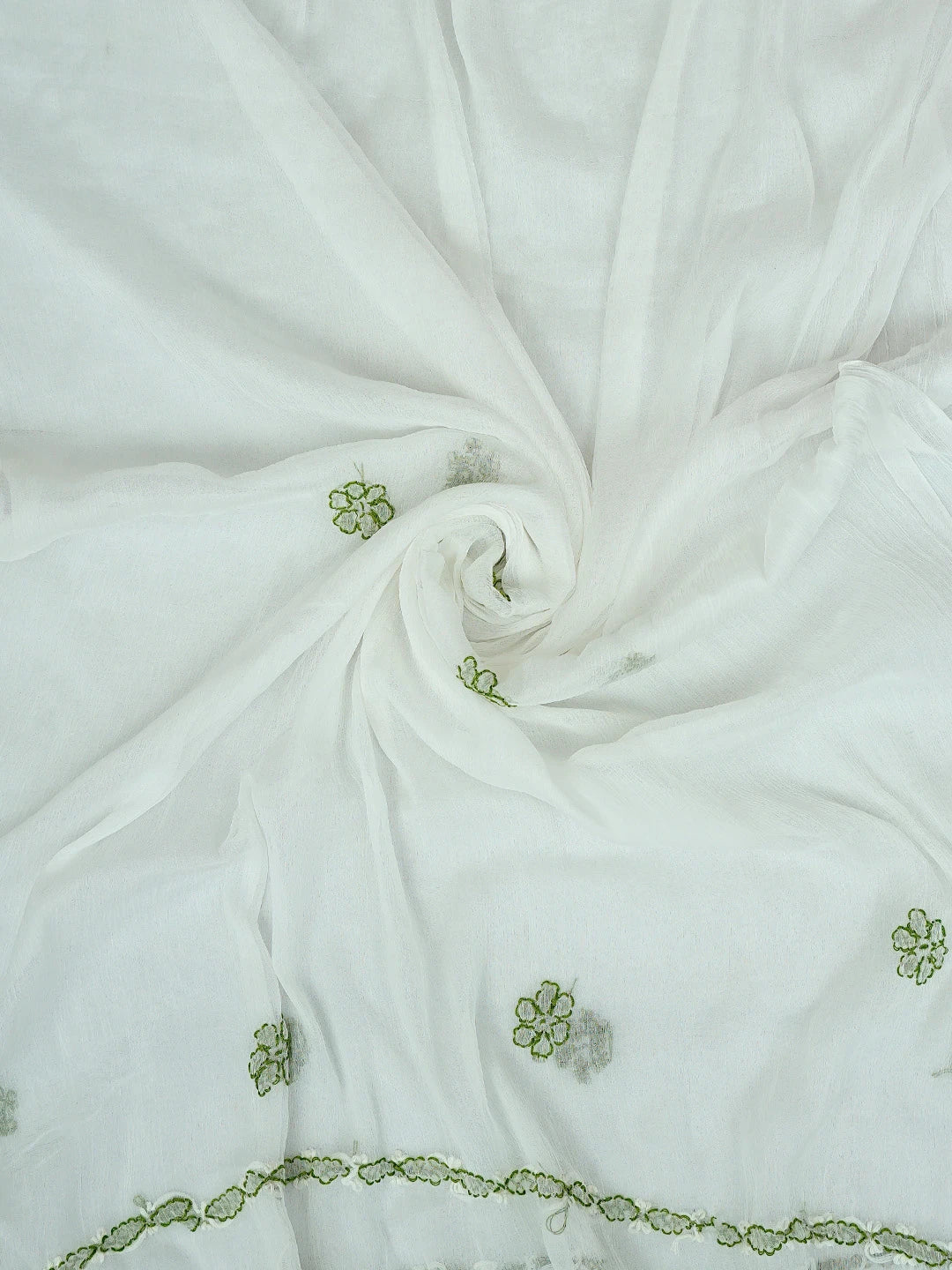 Ada Hand Embroidered Green Cotton Lucknowi Chikankari Unstitched Suit Piece 01A882751