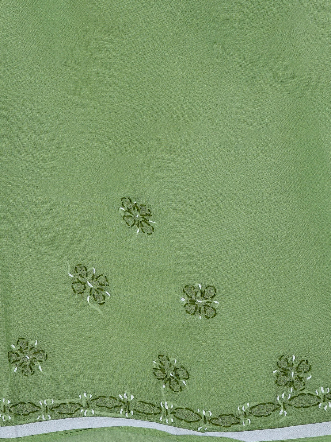 Ada Hand Embroidered Green Cotton Lucknowi Chikankari Unstitched Suit Piece 01A882751