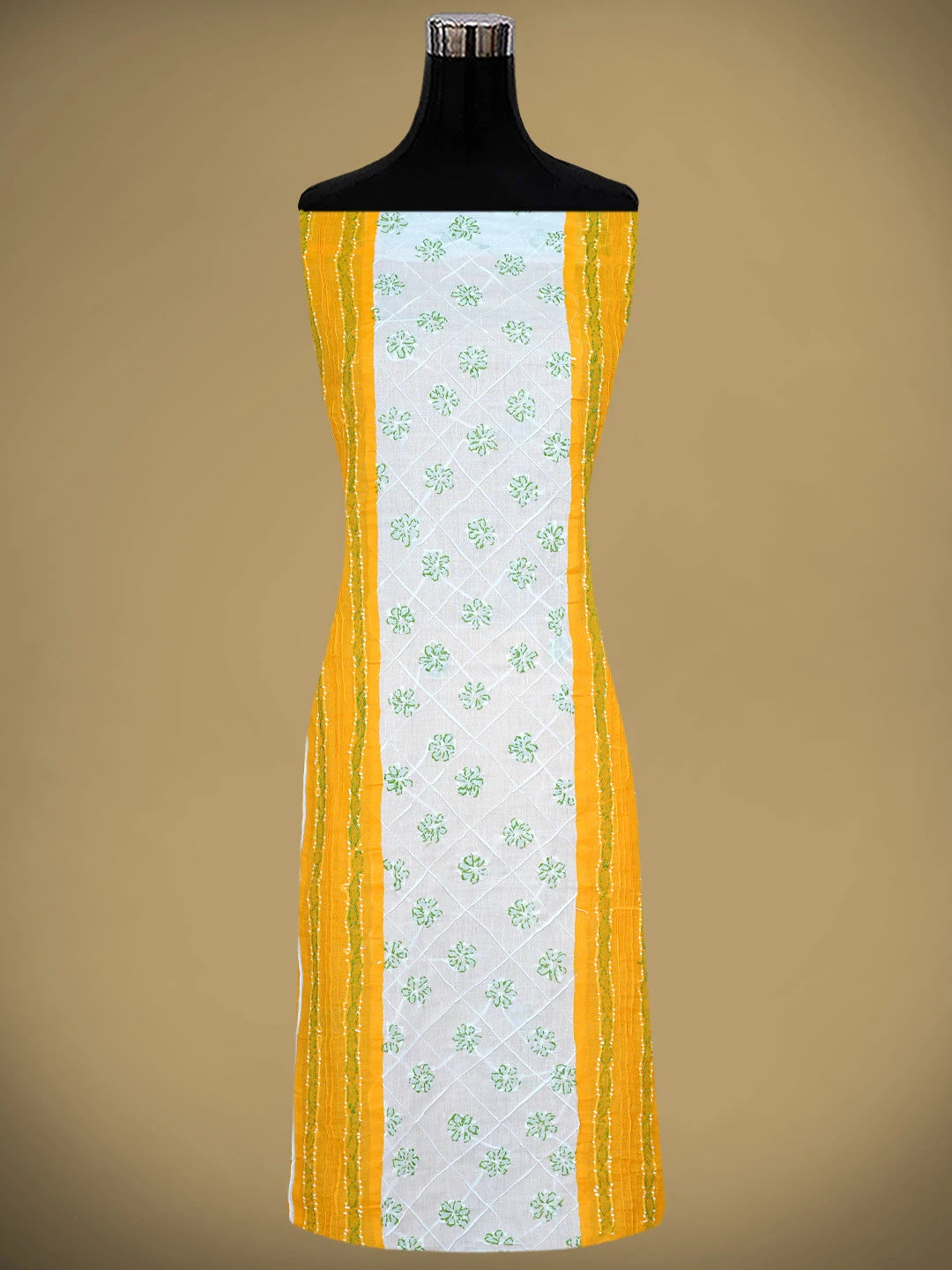 Ada Hand Embroidered Yellow Cotton Lucknowi Chikankari Unstitched Suit Piece 01A882753