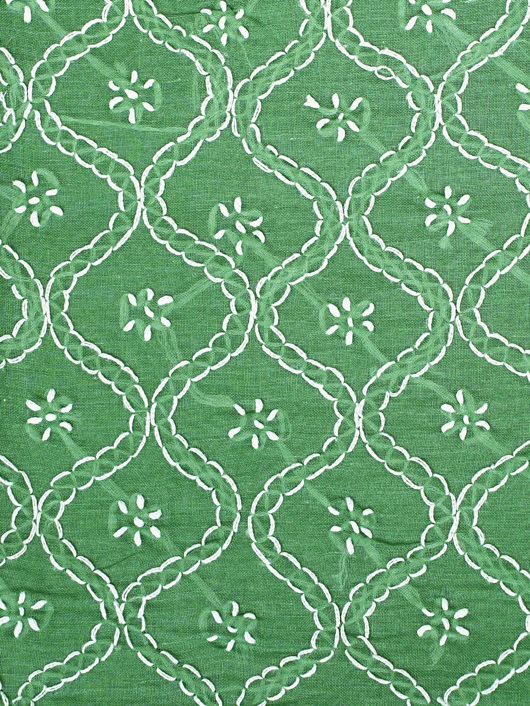Ada Hand Embroidered Green Cotton Lucknowi Chikankari Unstitched Suit Piece 01A882364
