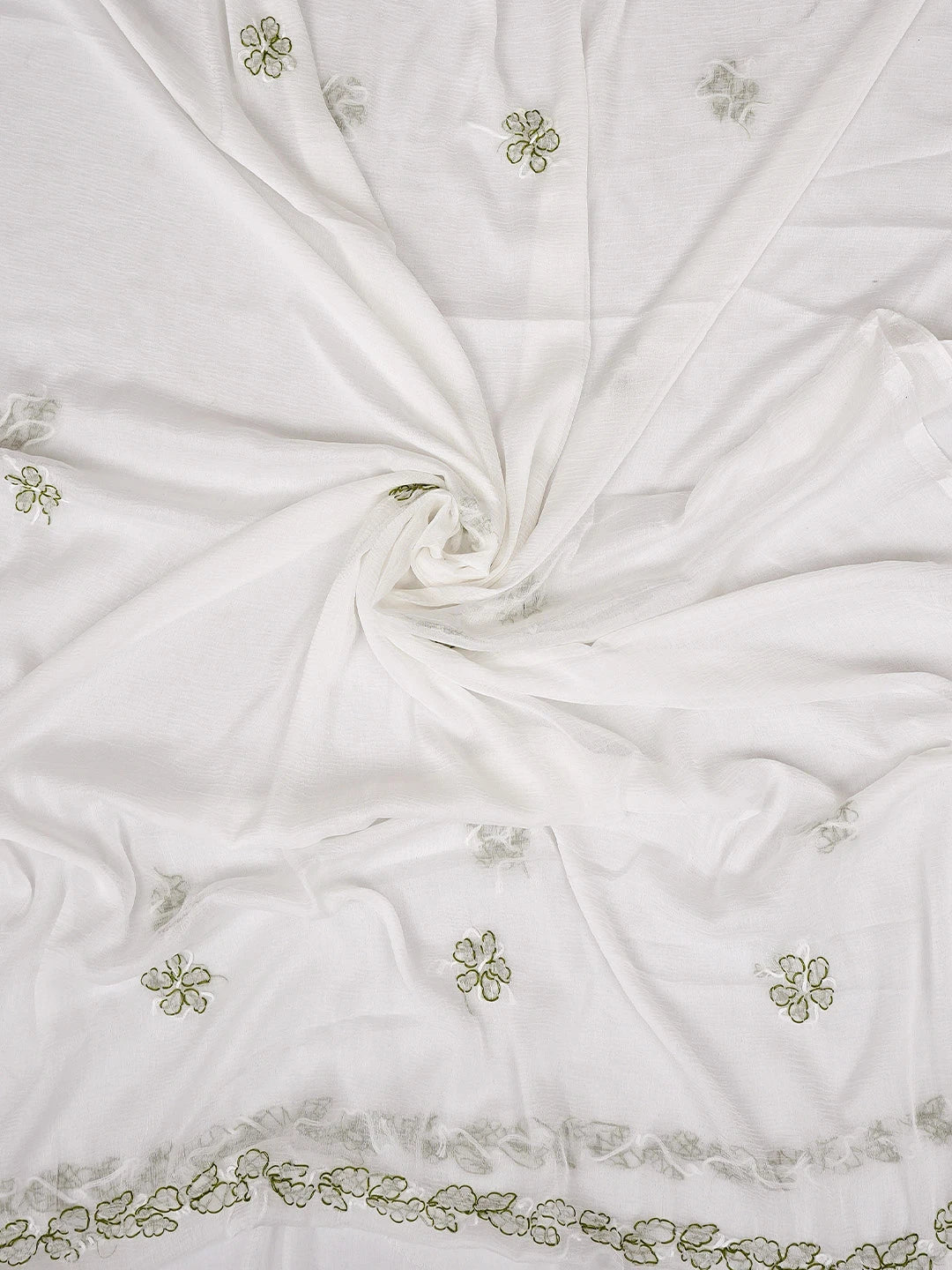 Ada Hand Embroidered Green Cotton Lucknowi Chikankari Unstitched Suit Piece 01A882752