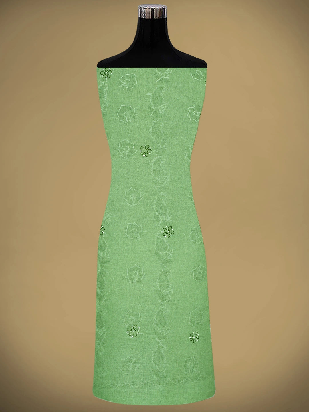 Ada Hand Embroidered Green Cotton Lucknowi Chikankari Unstitched Suit Piece 01A882752