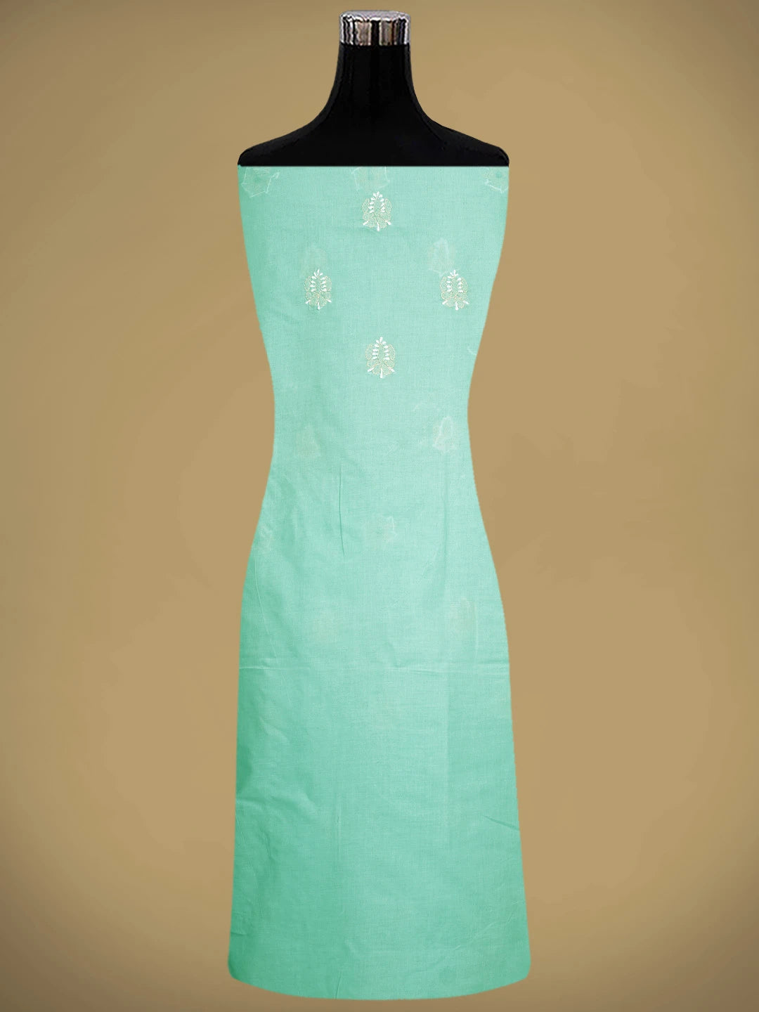 Ada Hand Embroidered Sea Green Cotton Lucknowi Chikankari Unstitched Suit Piece 01A879345