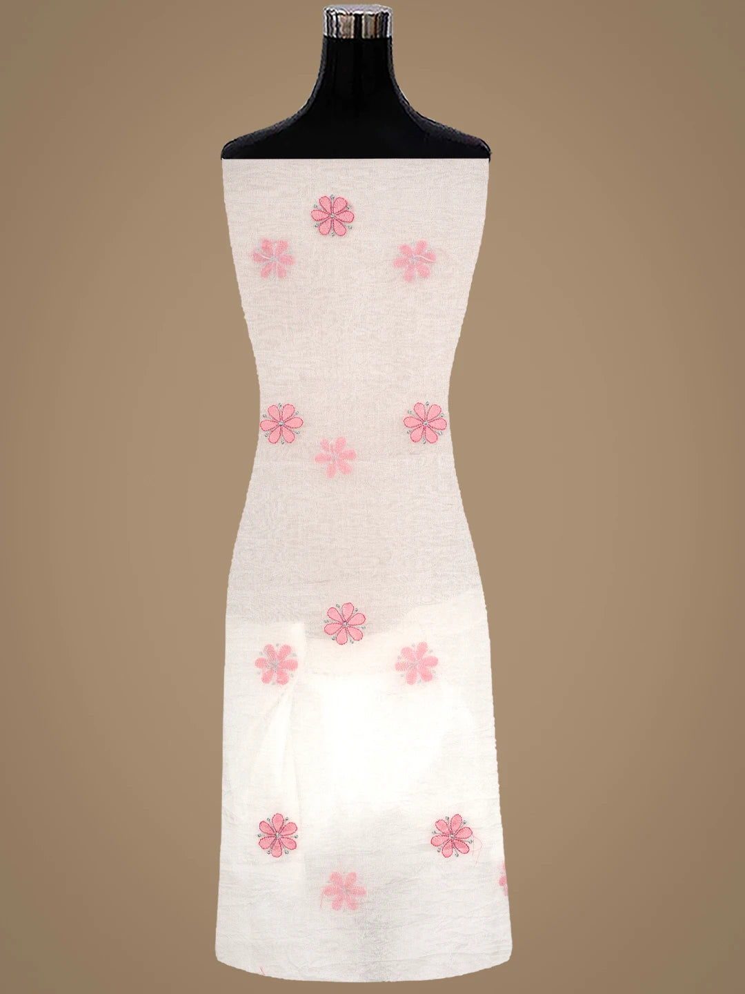 Ada Hand Embroidered Beige Organza Lucknowi Chikankari Unstitched Kurta Dupatta Set 01A877586