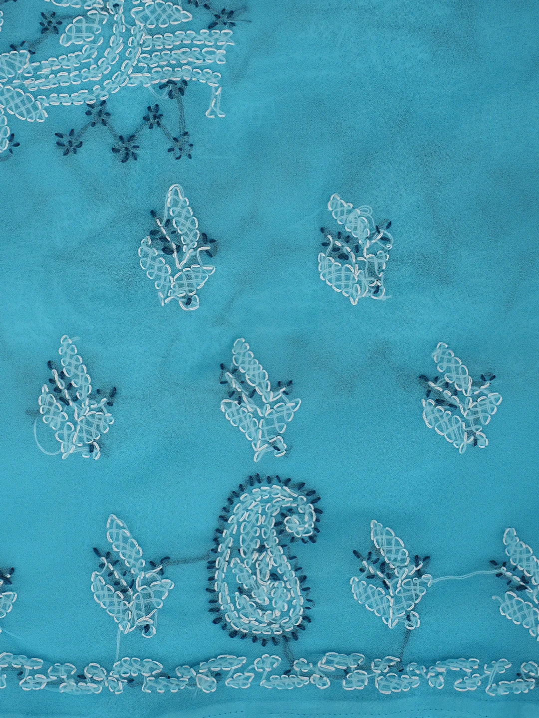 Ada Hand Embroidered Blue Georgette Lucknowi Chikankari Unstitched Suit Piece 01A872107