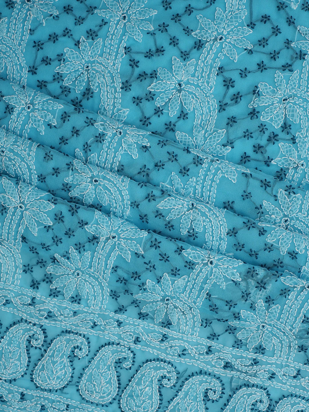 Ada Hand Embroidered Blue Georgette Lucknowi Chikankari Unstitched Suit Piece 01A872107