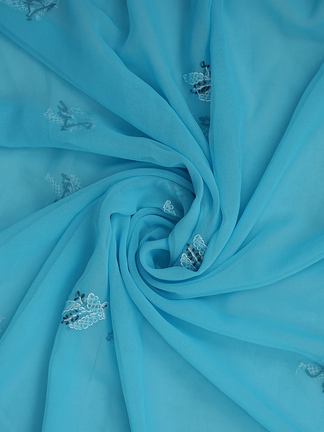 Ada Hand Embroidered Blue Georgette Lucknowi Chikankari Unstitched Suit Piece 01A872107