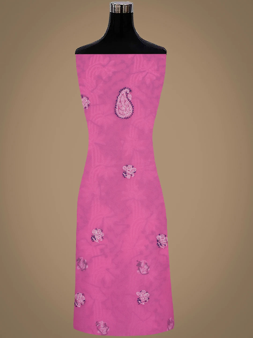 Ada Hand Embroidered Cerise Pink Georgette Lucknowi Chikankari Unstitched Suit Piece 01A872114